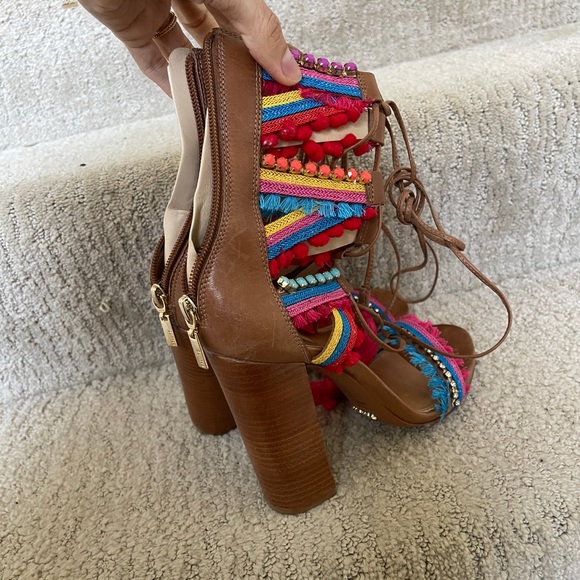 SCHUTZ "Parker" colorful summer gladiator embellished heel sandal - Picture 7 of 8